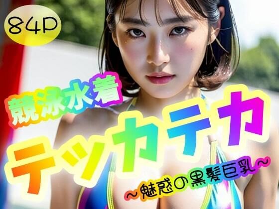 【【競泳水着】テッカテカ！〜魅惑の黒髪巨乳】極太バッハ