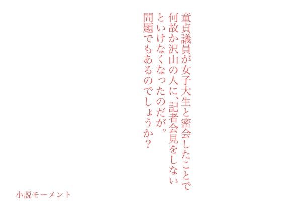 【童貞議員が女子大生と密会したことで何故か沢山の人に、記者会見をしないといけなくなったのだが。問題でもあるのでしょうか？】小説モーメント