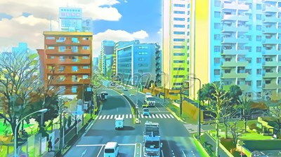 【都会のオフィス街 【背景素材（夕方差分＋空くり抜きセット）】】Re；creating_world